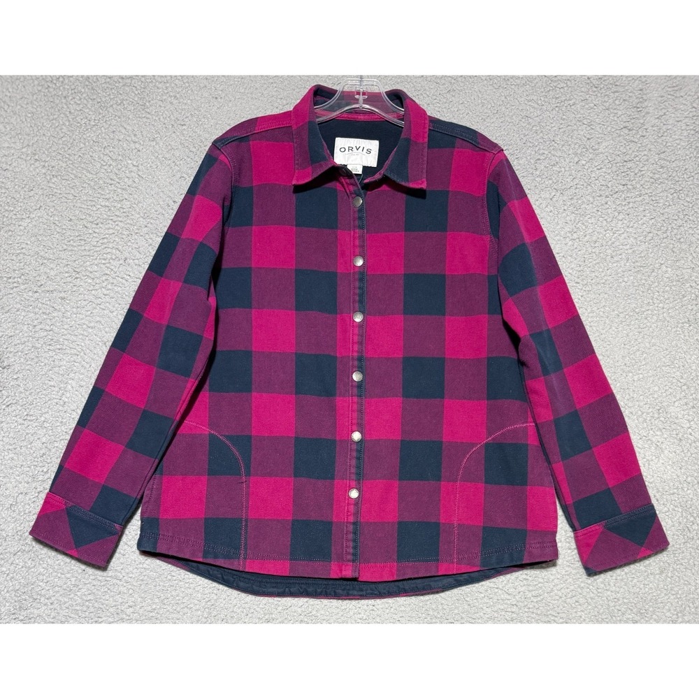 Orvis Teton‎ Shirt Jacket Flannel Fleece Lined Chore Field Buffalo Check Size L